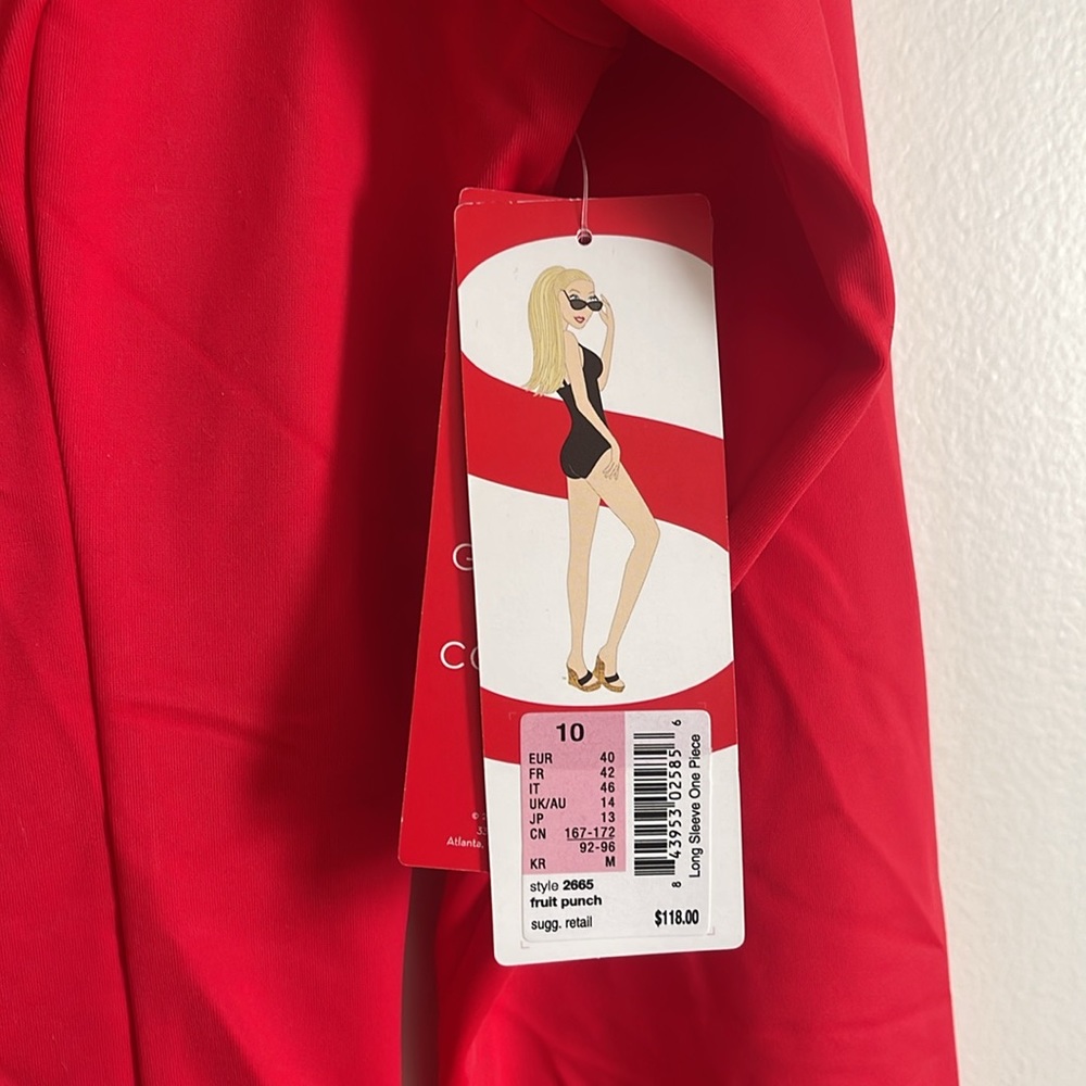 NWT SPANX Red Long Sleeve Shaping One Piece Swimsuit - Picture 3 of 4